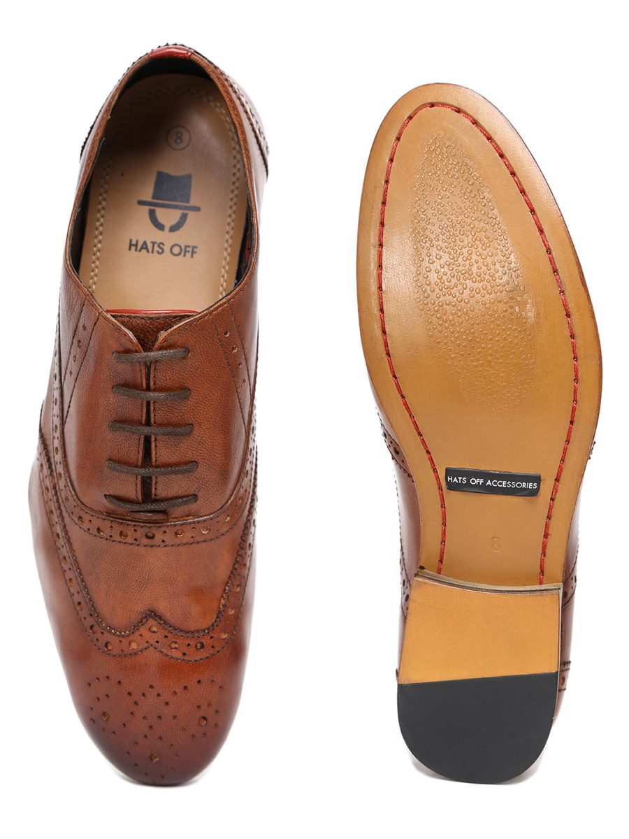 Buy Genuine Leather Brown Wingtip Brogues shoes online