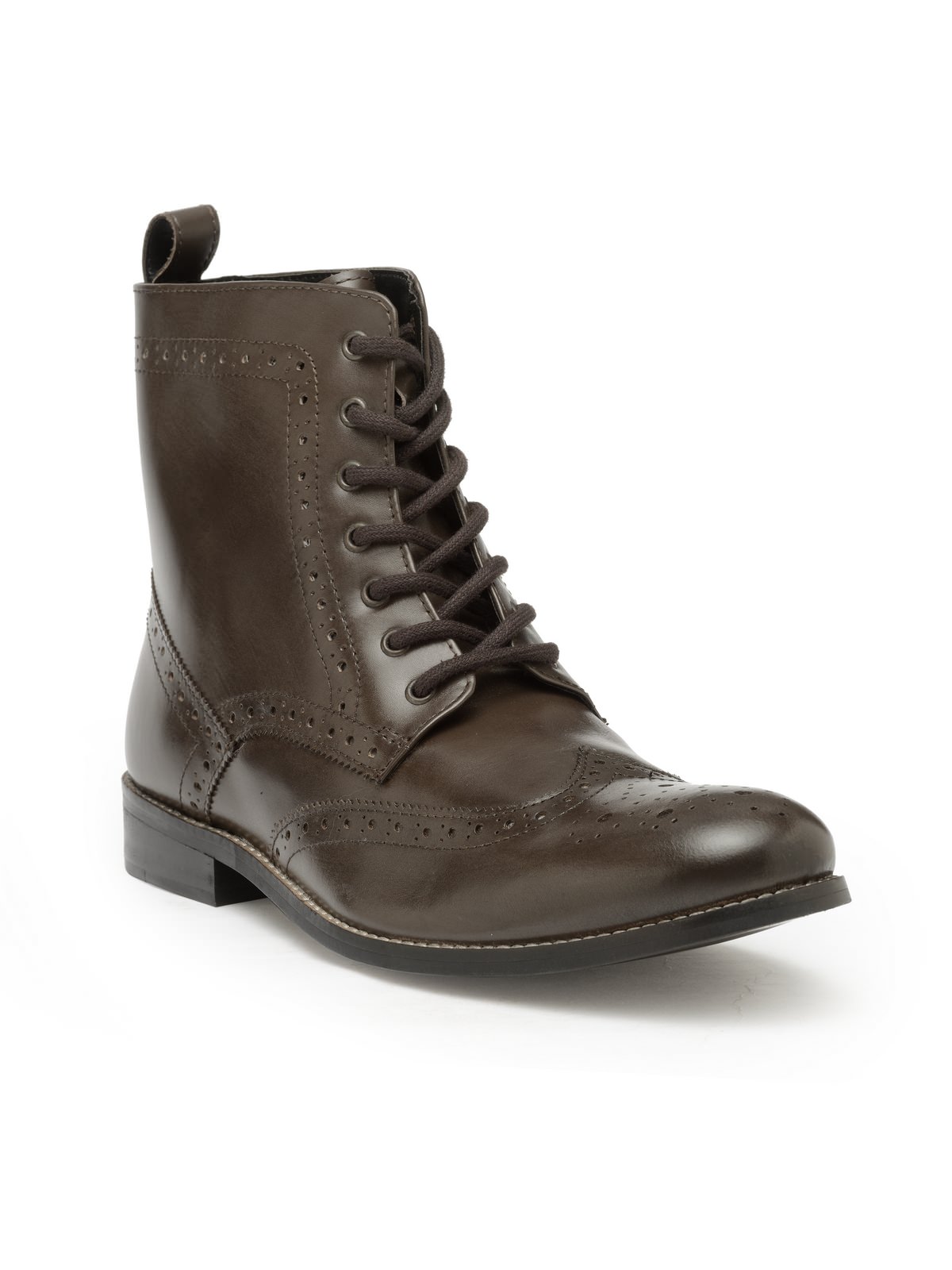 LEATHER HIGH ANKLE LACE UP BOOTS