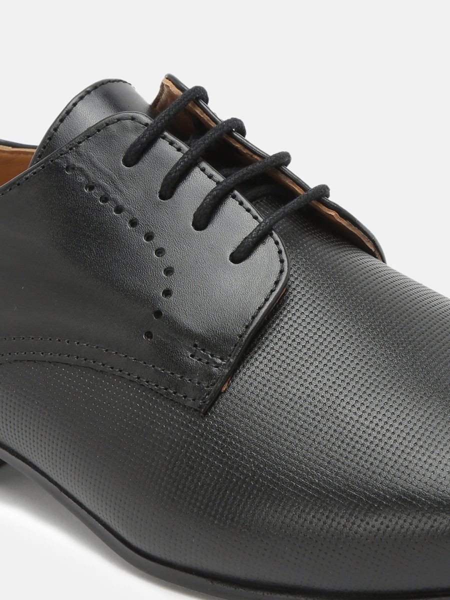 Best Leather Black Derby Shoes with textured Vamp | Hats Off Accessories