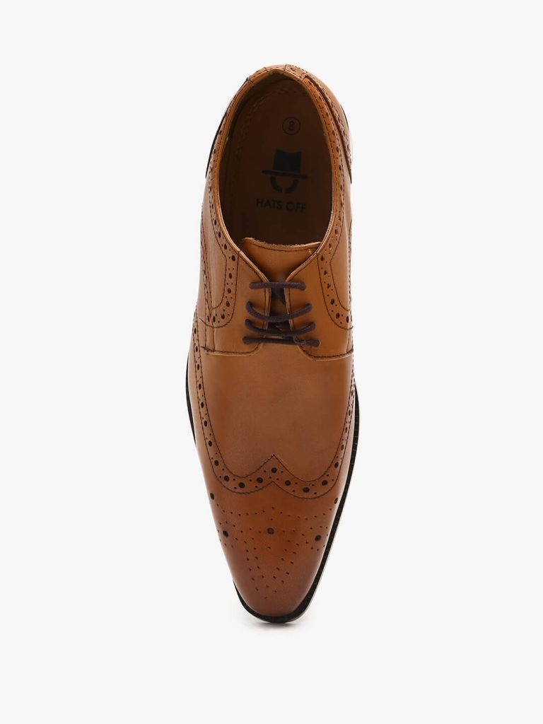 Buy Genuine Leather Tan Derby Brogues Shoes Online