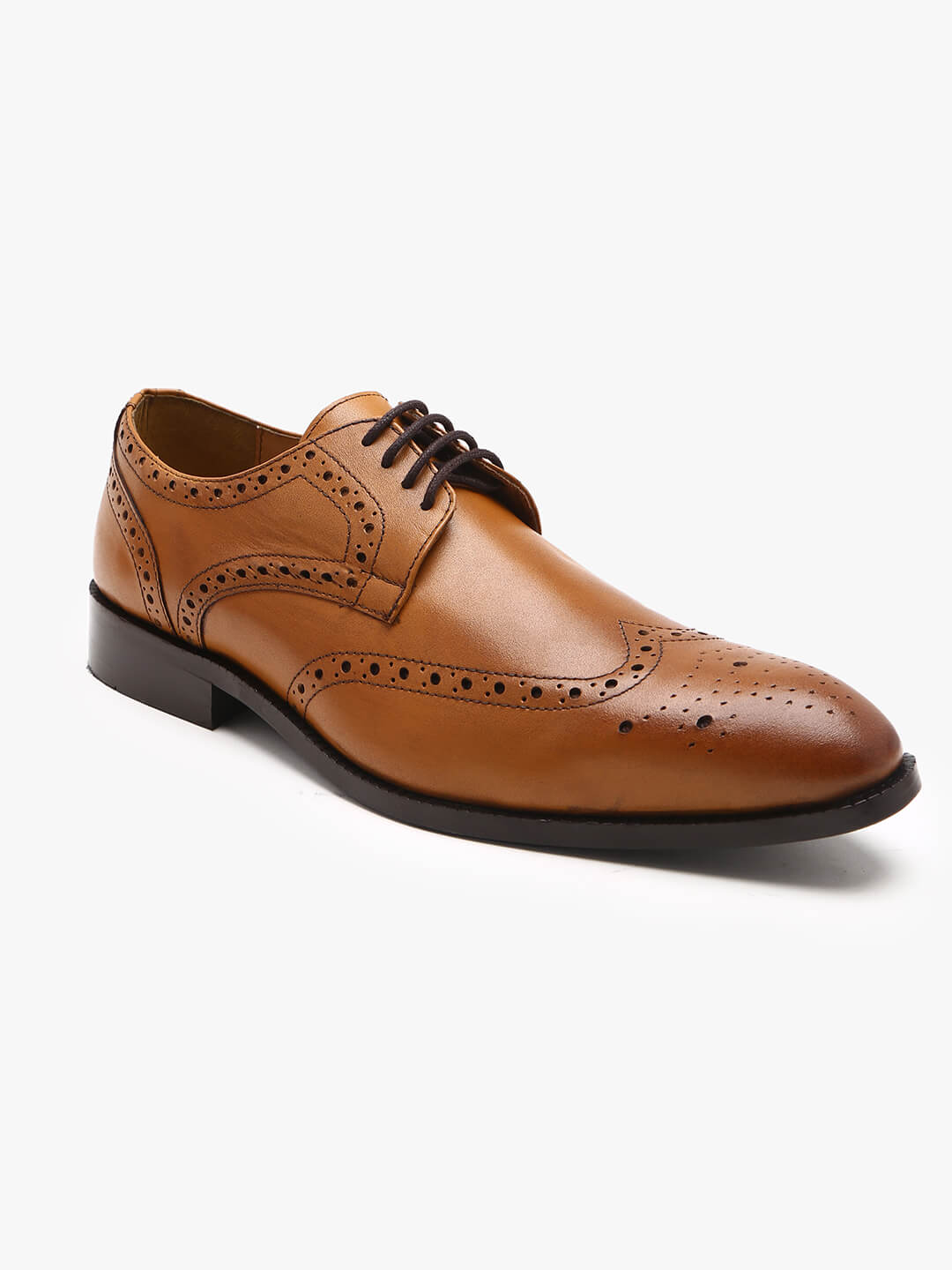 Buy Genuine Leather Tan Derby Brogues Shoes Online