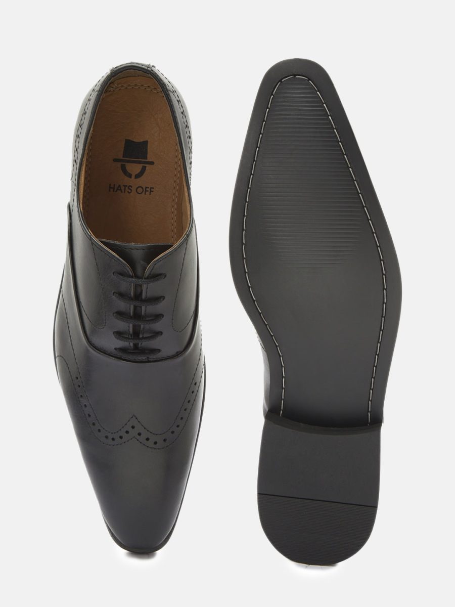 Black Leather Oxford Shoes - Hats Off Accessories