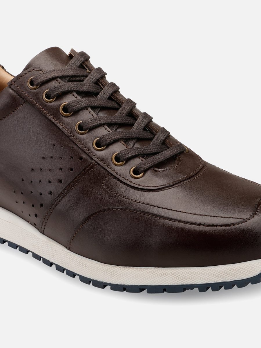 Buy online Genuine Leather Brown Sneakers - Hats Off Accessories